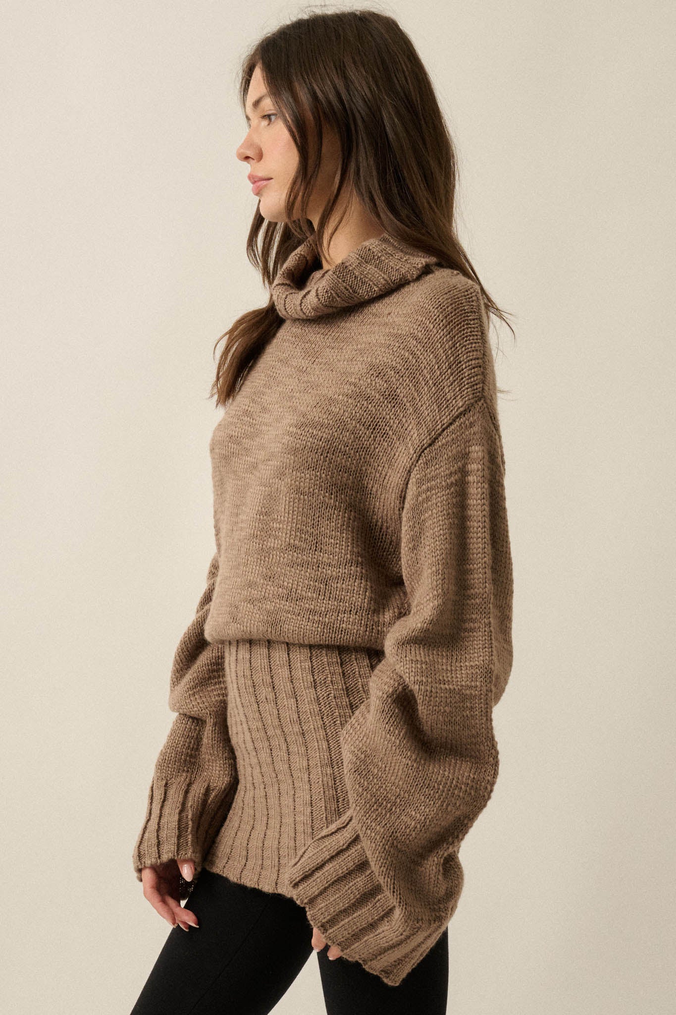 Speak Up Wide-Sleeve Turtleneck Mini Sweater Dress - ShopPromesa