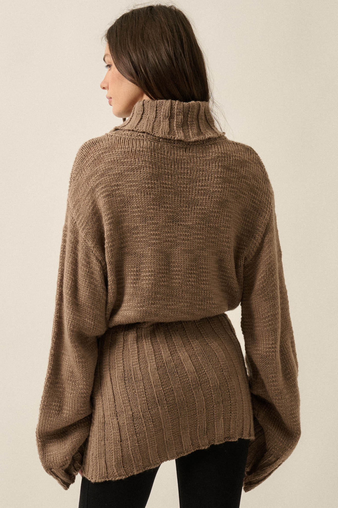 Speak Up Wide-Sleeve Turtleneck Mini Sweater Dress - ShopPromesa
