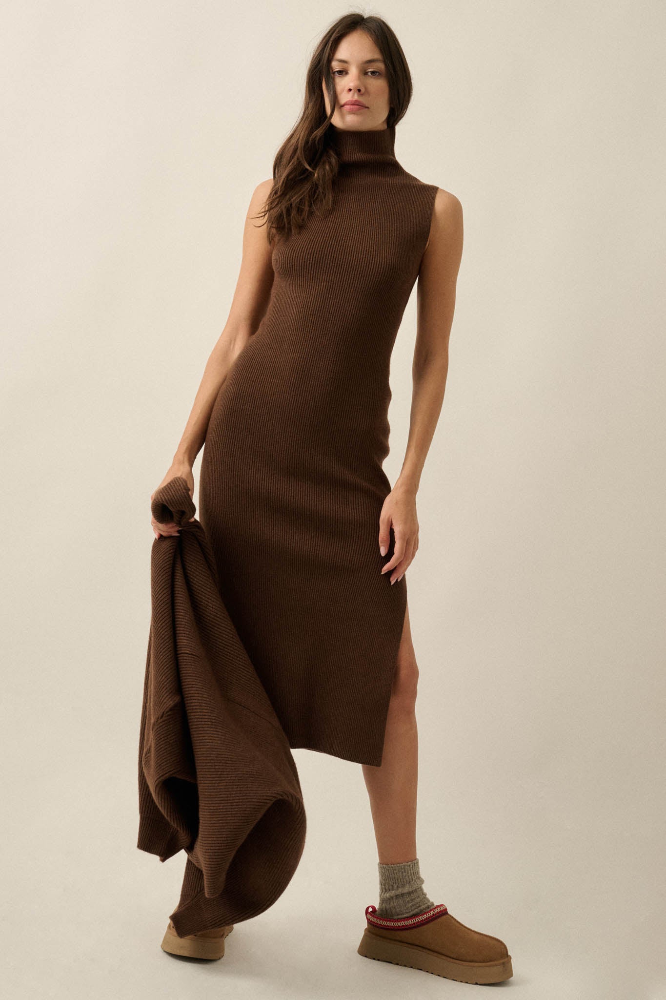 Stay True Ribbed Knit Sleeveless Midi Sweater Dress - ShopPromesa