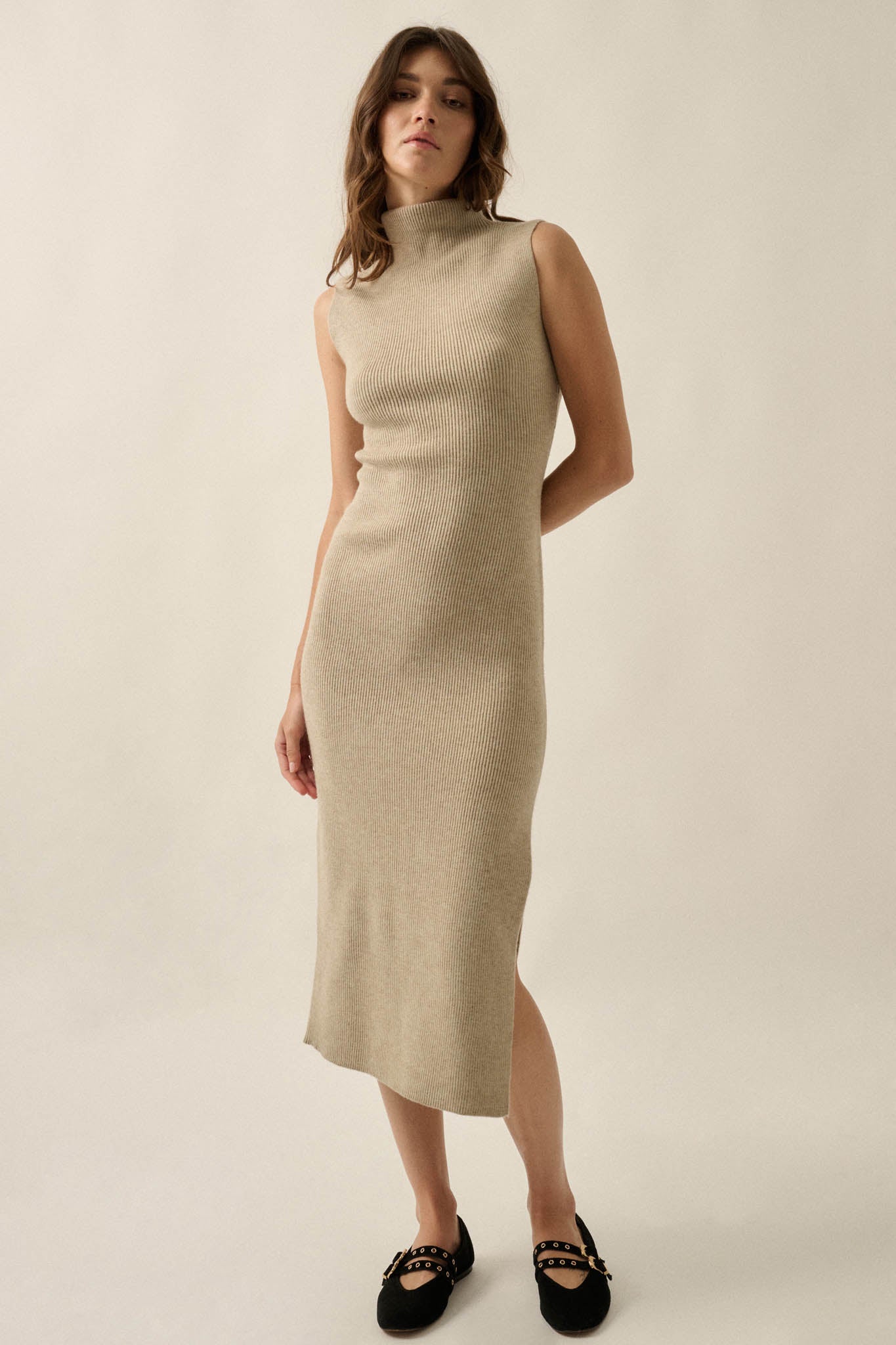 Stay True Ribbed Knit Sleeveless Midi Sweater Dress - ShopPromesa