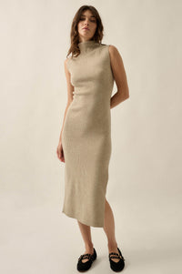 Stay True Ribbed Knit Sleeveless Midi Sweater Dress - ShopPromesa