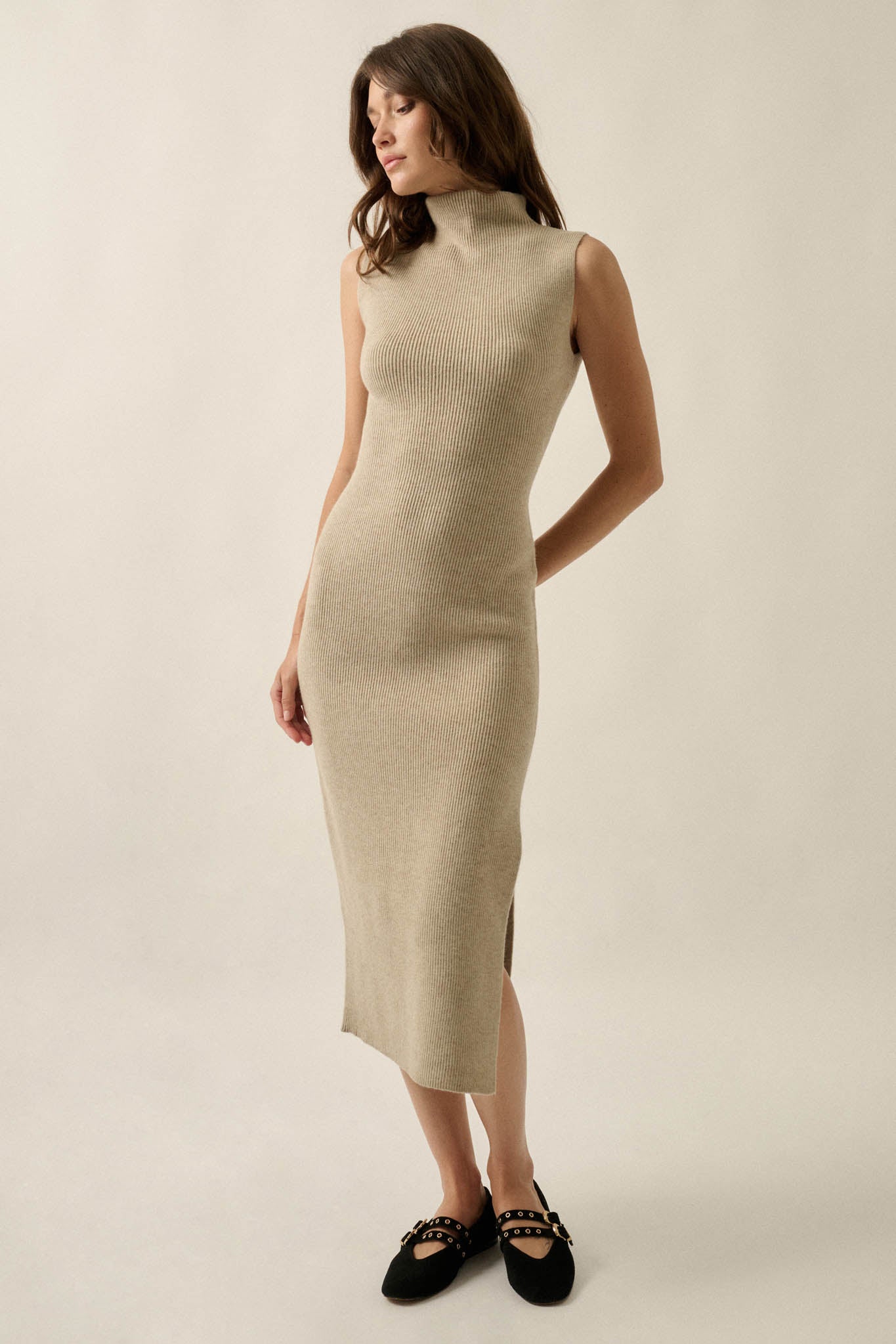 Stay True Ribbed Knit Sleeveless Midi Sweater Dress - ShopPromesa
