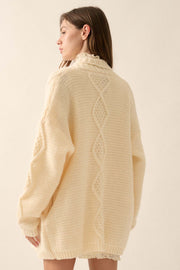 Diamond Hill Open-Front Cable Knit Pocket Cardigan - ShopPromesa