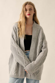 Diamond Hill Open-Front Cable Knit Pocket Cardigan - ShopPromesa