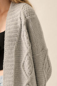 Diamond Hill Open-Front Cable Knit Pocket Cardigan - ShopPromesa