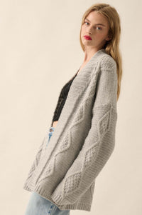 Diamond Hill Open-Front Cable Knit Pocket Cardigan - ShopPromesa