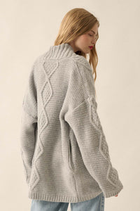 Diamond Hill Open-Front Cable Knit Pocket Cardigan - ShopPromesa