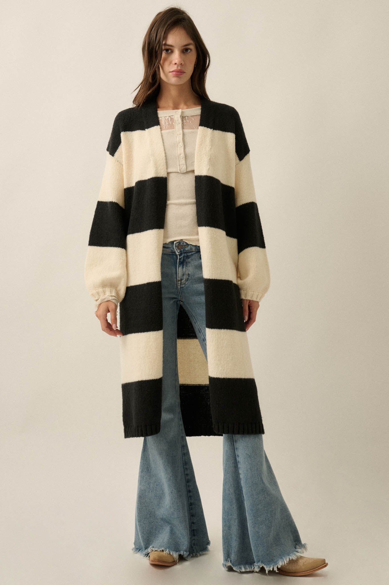 Cozy Days Colorblock Striped Duster Cardigan