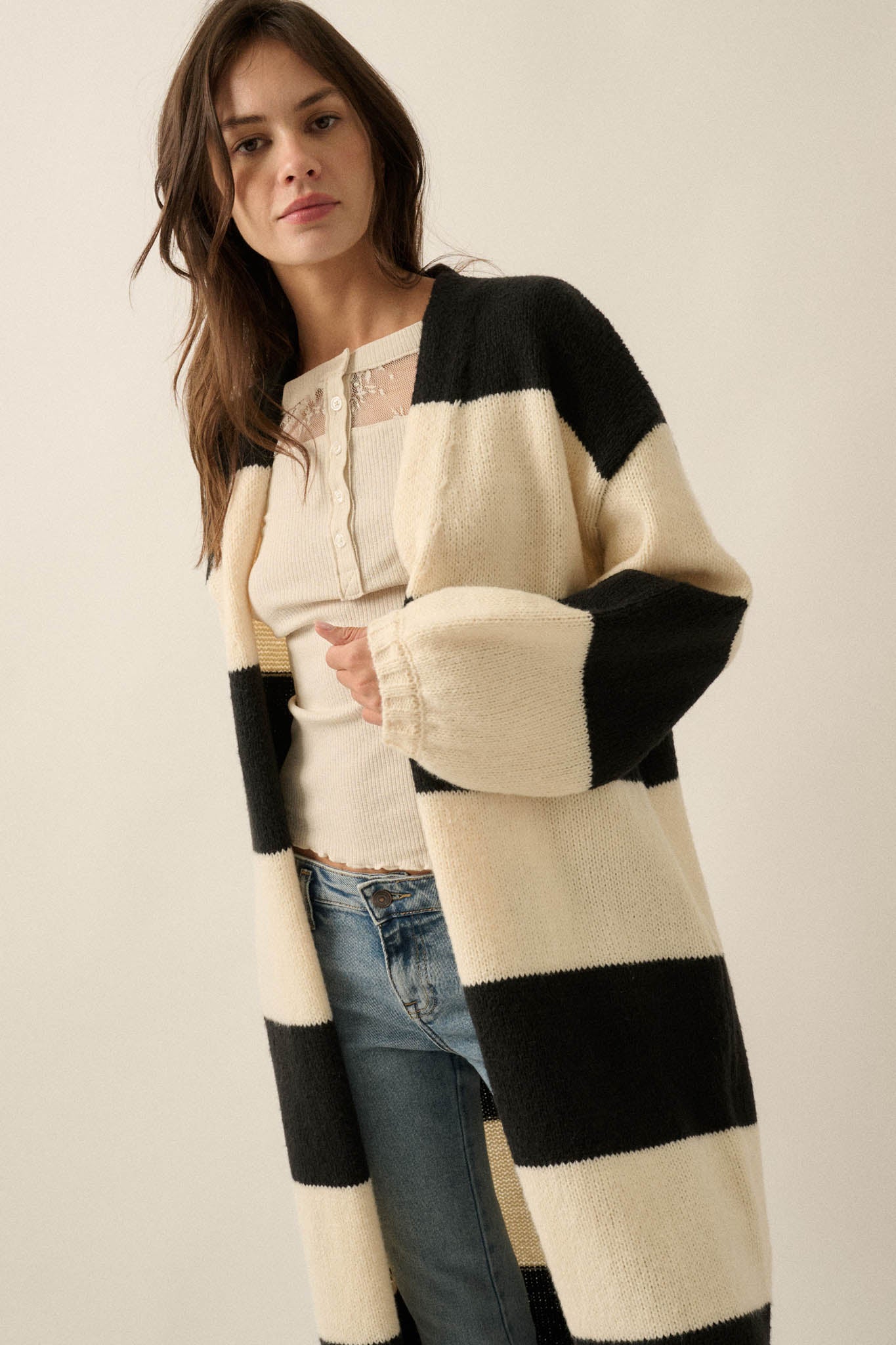 Cozy Days Colorblock Striped Duster Cardigan