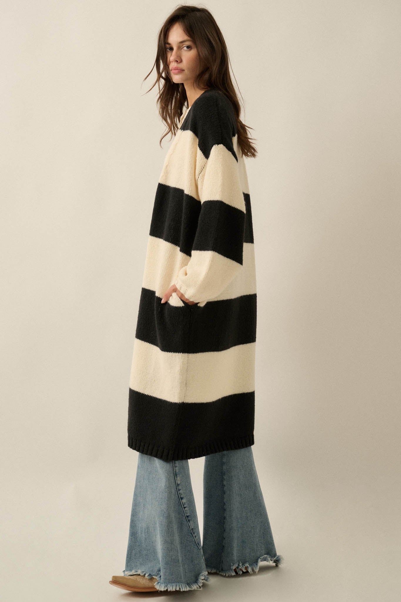Cozy Days Colorblock Striped Duster Cardigan