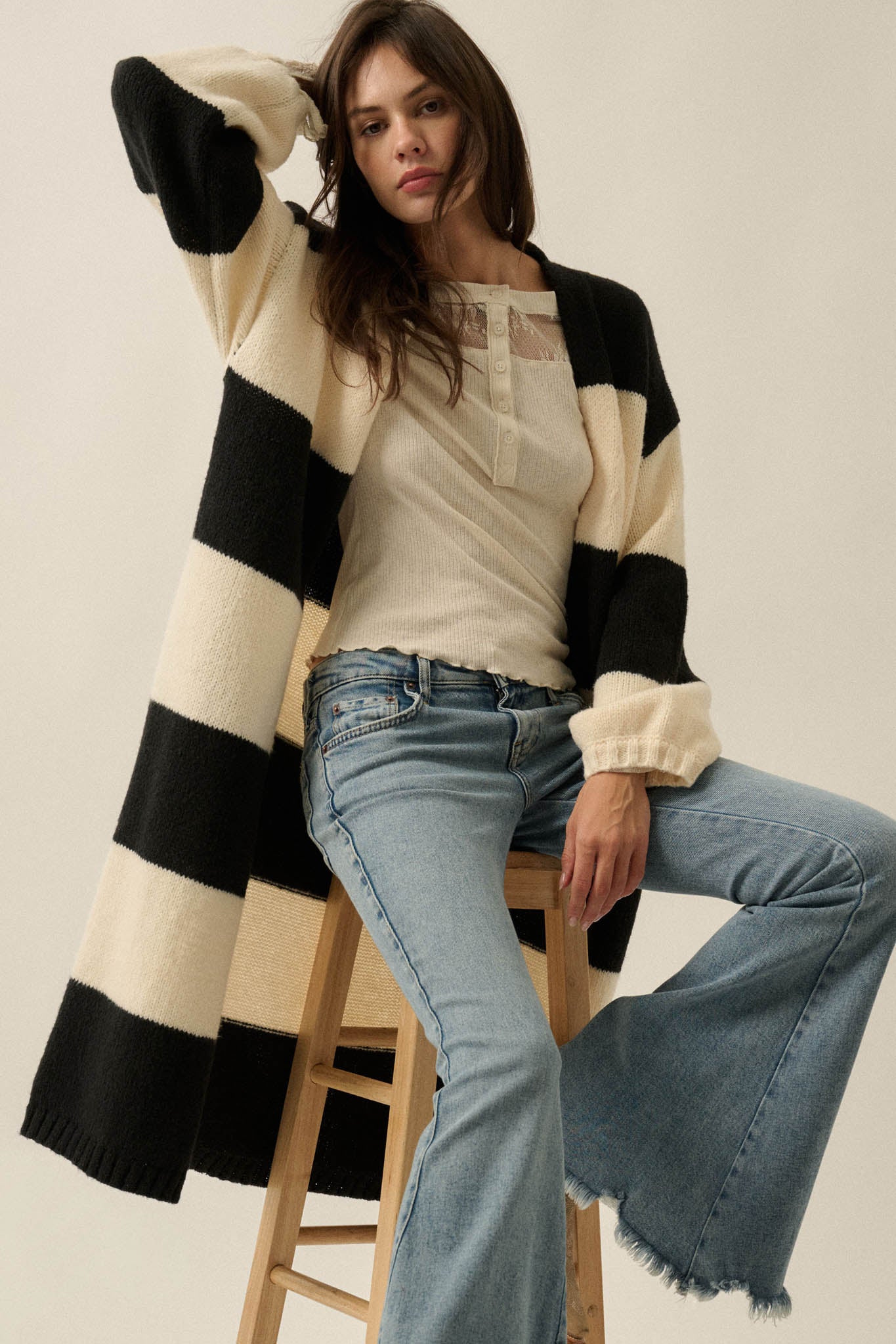 Cozy Days Colorblock Striped Duster Cardigan
