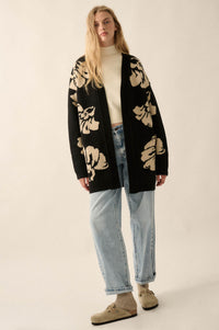 Comfy Blooms Floral Jacquard-Knit Open-Front Cardigan - ShopPromesa