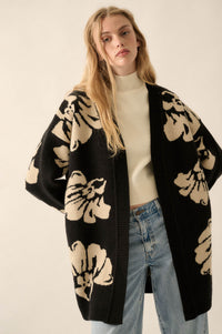 Comfy Blooms Floral Jacquard-Knit Open-Front Cardigan - ShopPromesa