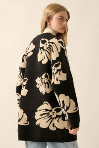 Comfy Blooms Floral Jacquard-Knit Open-Front Cardigan - ShopPromesa
