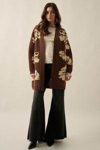 Comfy Blooms Floral Jacquard-Knit Open-Front Cardigan - ShopPromesa