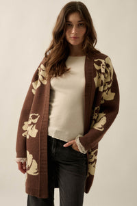 Comfy Blooms Floral Jacquard-Knit Open-Front Cardigan - ShopPromesa