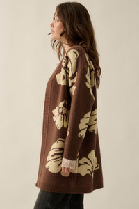 Comfy Blooms Floral Jacquard-Knit Open-Front Cardigan - ShopPromesa