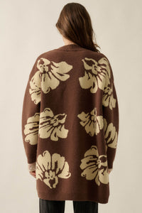 Comfy Blooms Floral Jacquard-Knit Open-Front Cardigan - ShopPromesa