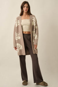 Comfy Blooms Floral Jacquard-Knit Open-Front Cardigan - ShopPromesa