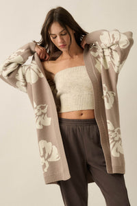 Comfy Blooms Floral Jacquard-Knit Open-Front Cardigan - ShopPromesa