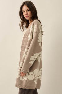Comfy Blooms Floral Jacquard-Knit Open-Front Cardigan - ShopPromesa