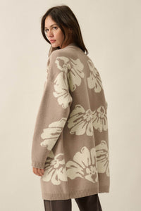 Comfy Blooms Floral Jacquard-Knit Open-Front Cardigan - ShopPromesa