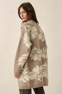Comfy Blooms Floral Jacquard-Knit Open-Front Cardigan - ShopPromesa