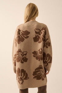 Cozy Blooms Open-Front Floral Jacquard Cardigan - ShopPromesa