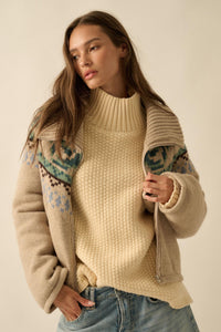 Shetland Skies Faire Isle Zip-Up Sweater Jacket - ShopPromesa