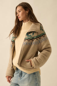 Shetland Skies Faire Isle Zip-Up Sweater Jacket - ShopPromesa