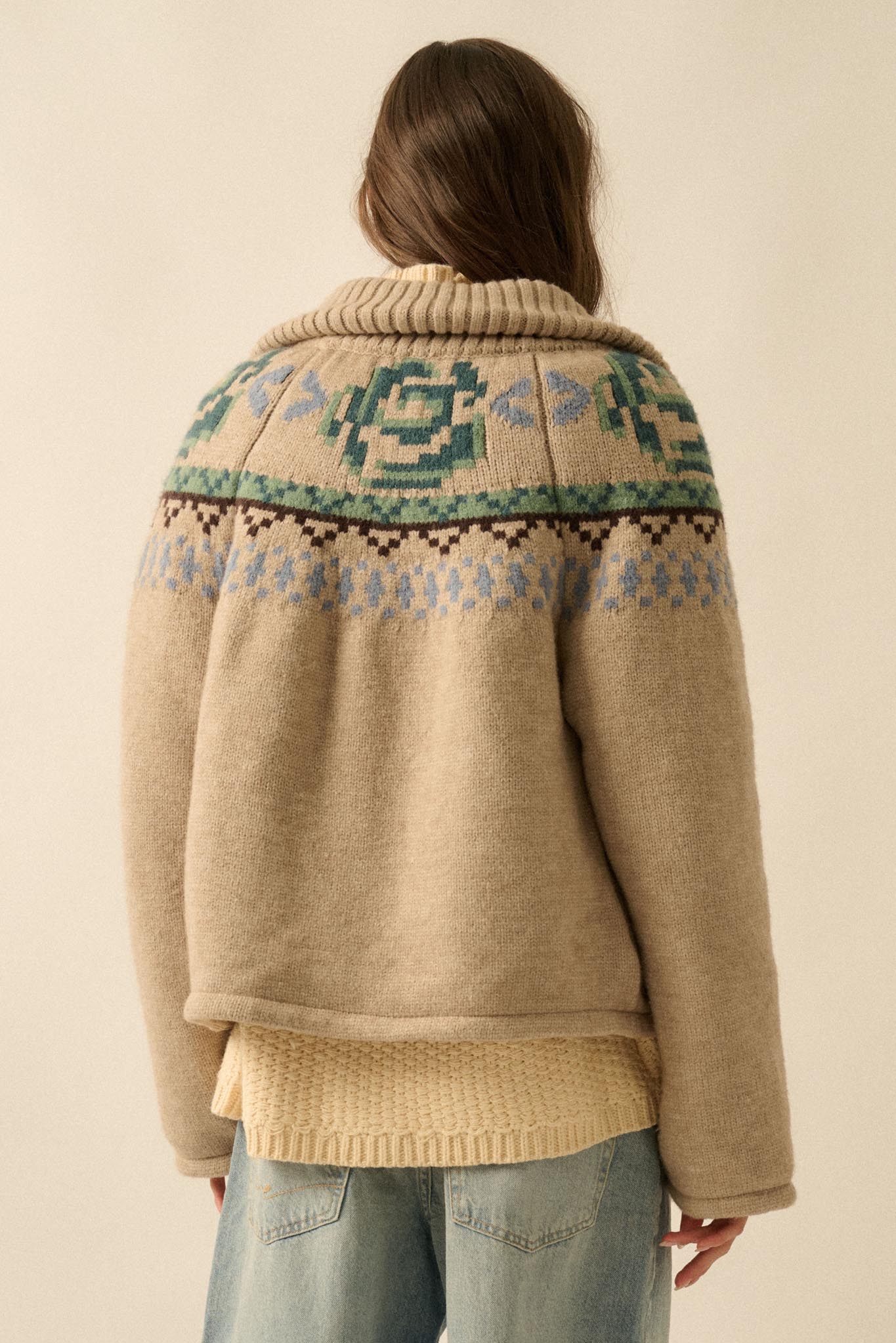 Shetland Skies Faire Isle Zip-Up Sweater Jacket - ShopPromesa