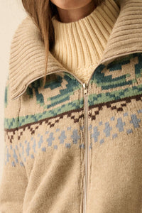 Shetland Skies Faire Isle Zip-Up Sweater Jacket - ShopPromesa