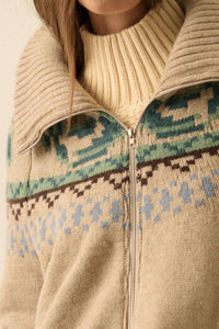 Shetland Skies Faire Isle Zip-Up Sweater Jacket - ShopPromesa