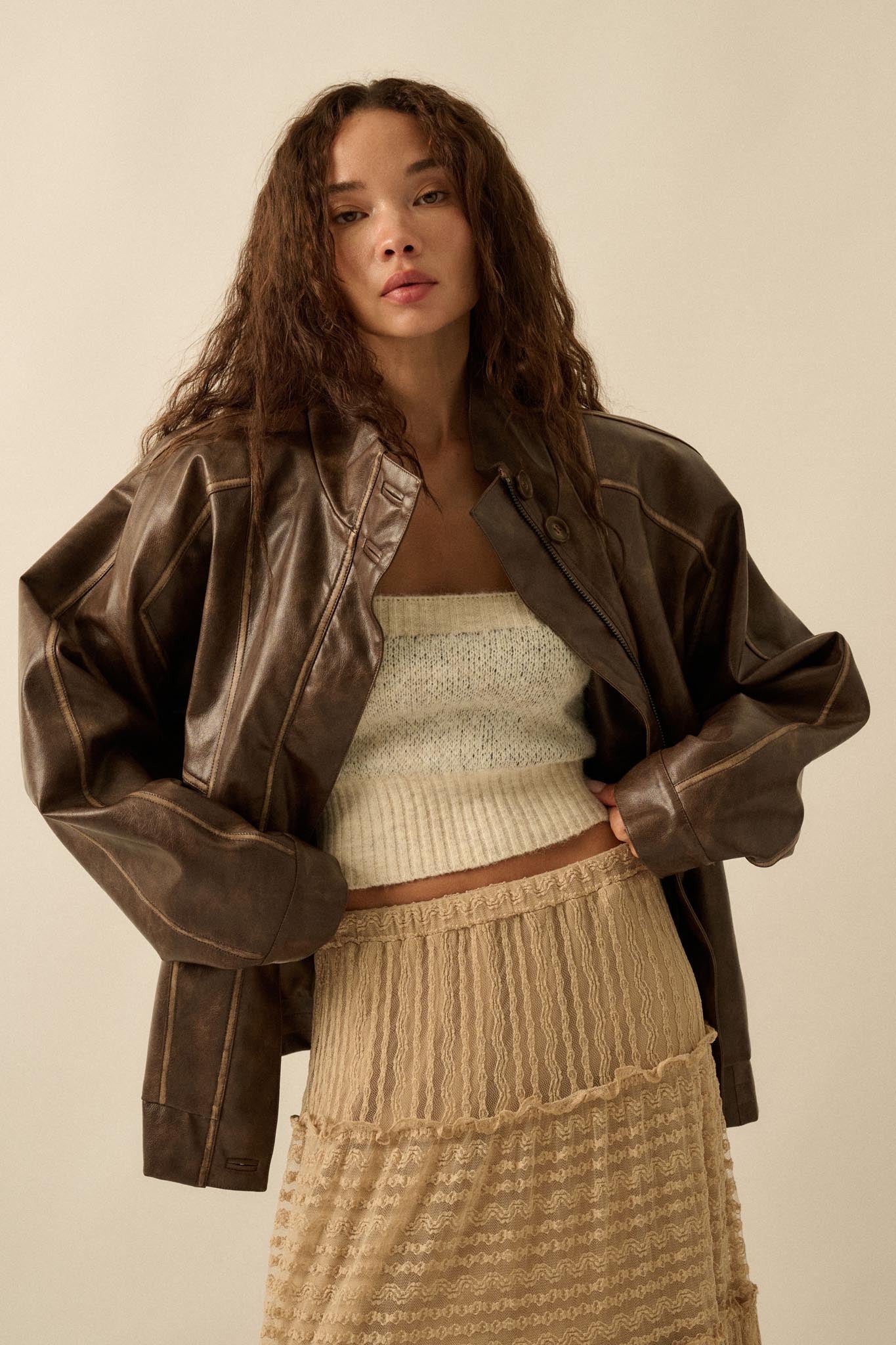 Soul Rider Vegan Leather Oversize Jacket - ShopPromesa