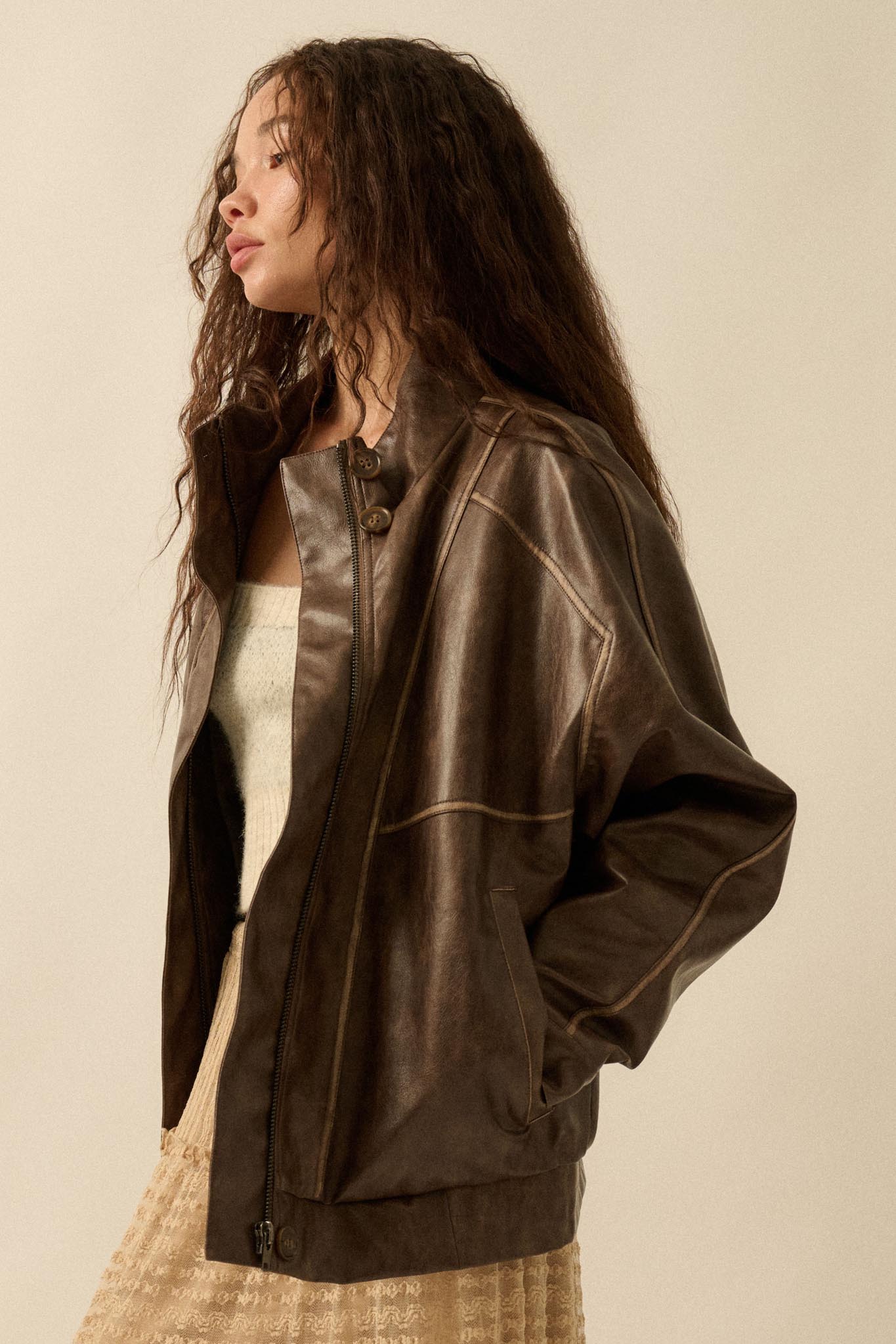 Soul Rider Vegan Leather Oversize Jacket - ShopPromesa