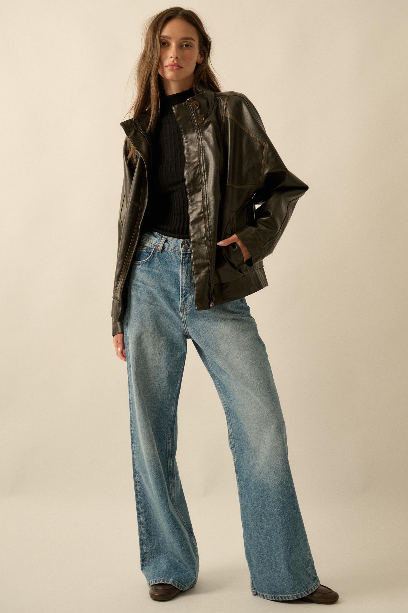 Soul Rider Vegan Leather Oversize Jacket - ShopPromesa
