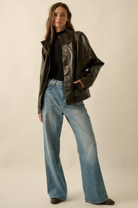 Soul Rider Vegan Leather Oversize Jacket - ShopPromesa