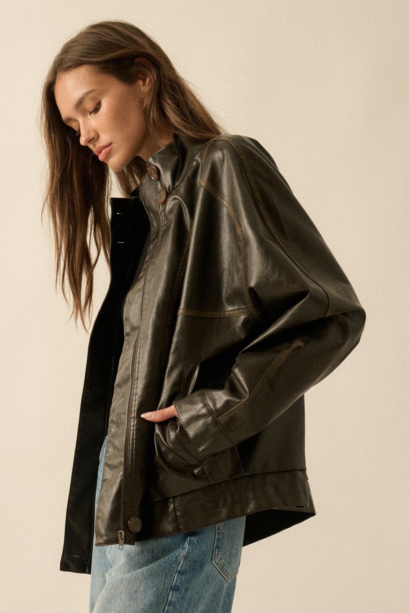 ジャケット・アウター Little suzie Vegan Leather Belted Jacket little $uzie Vegan Leather Belted Jacket