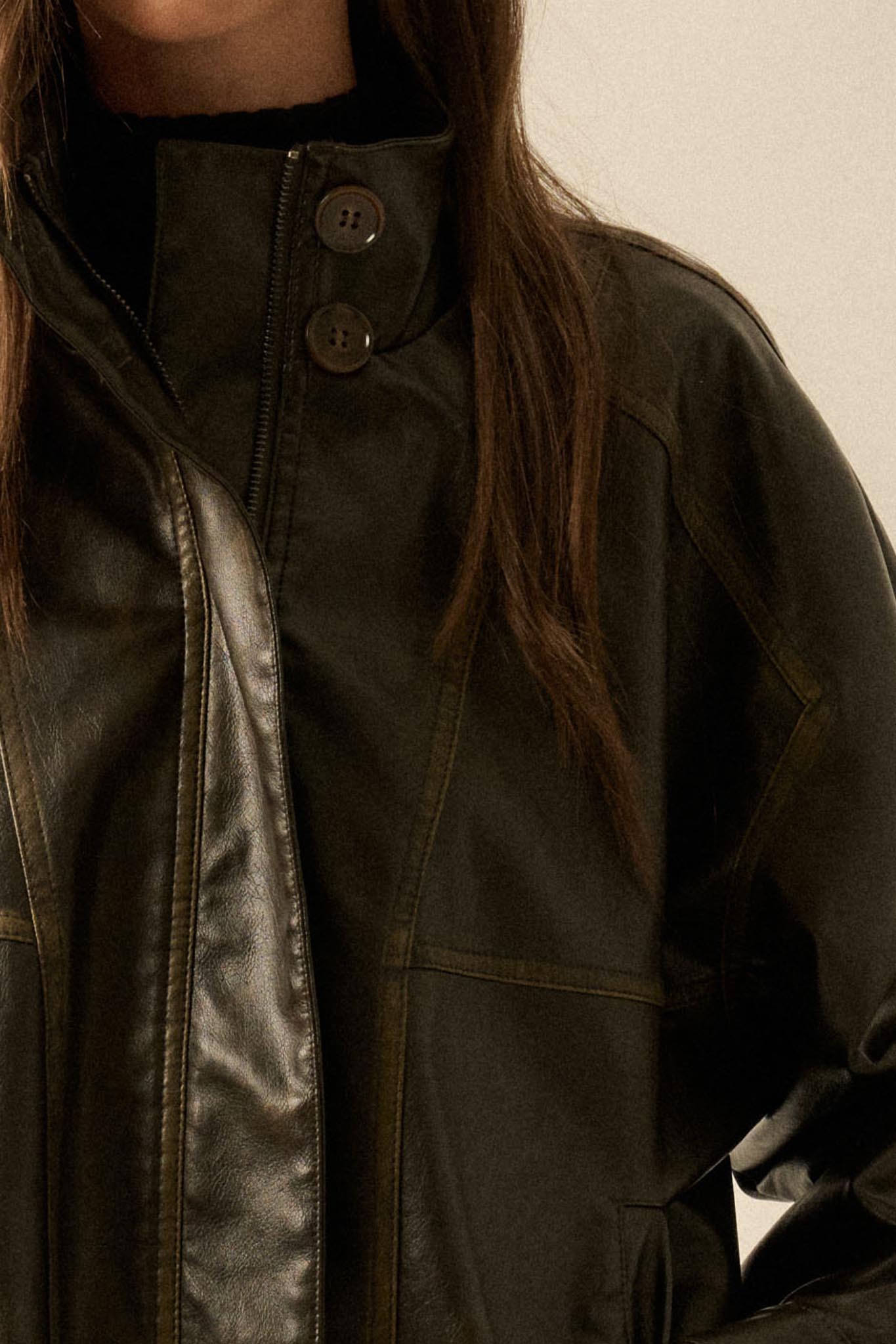 Soul Rider Vegan Leather Oversize Jacket - ShopPromesa