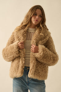 Plush Life Faux Fur Oversize Lapel Jacket - ShopPromesa