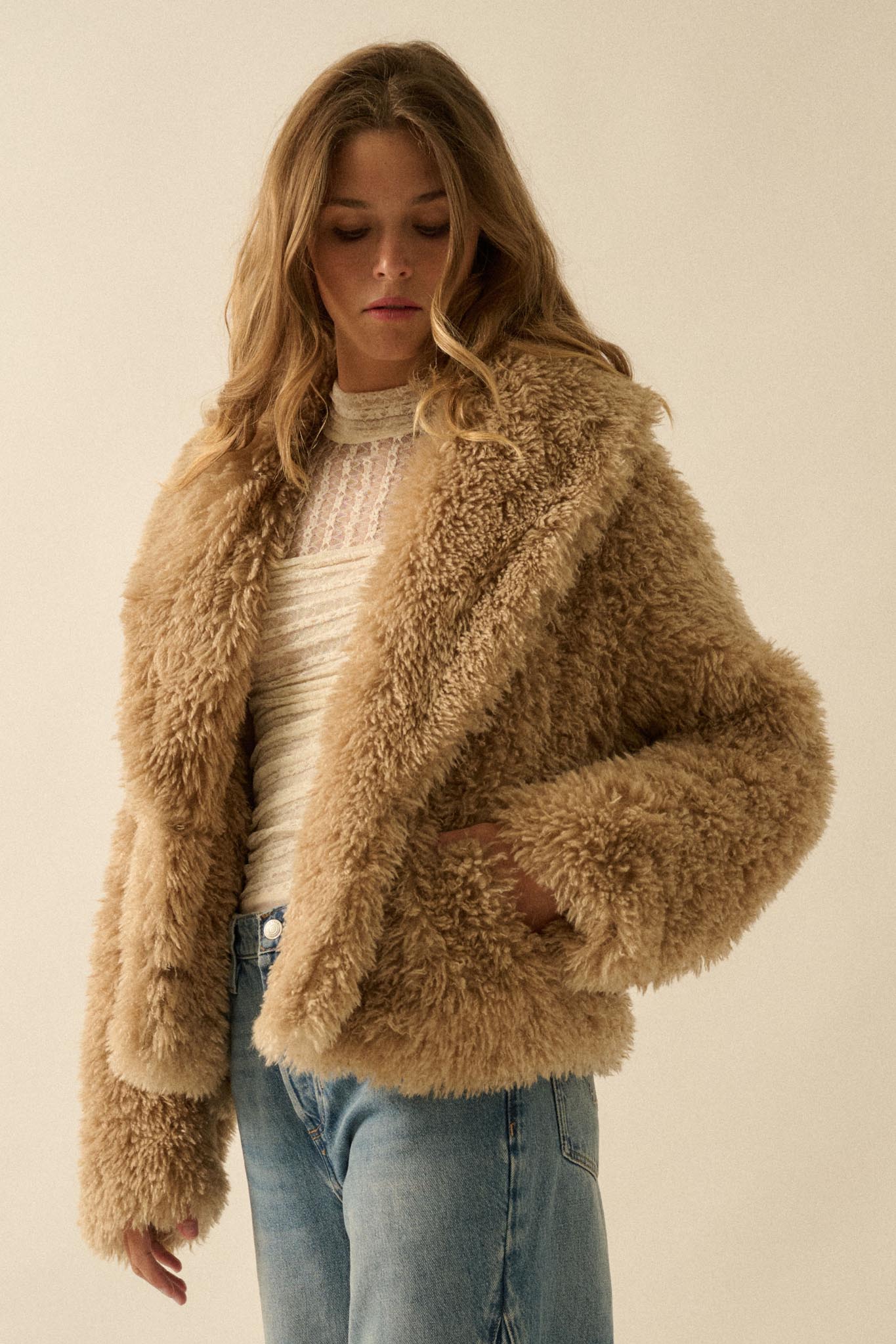 Plush Life Faux Fur Oversize Lapel Jacket - ShopPromesa