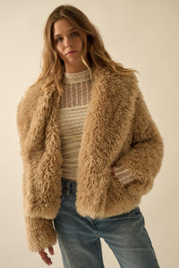 Plush Life Faux Fur Oversize Lapel Jacket - ShopPromesa