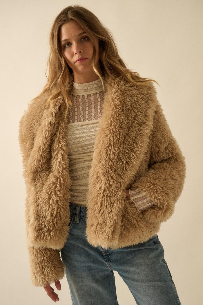 Plush Life Faux Fur Oversize Lapel Jacket - ShopPromesa