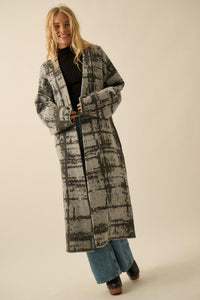 Square One Plaid Jacquard-Knit Duster Cardigan - ShopPromesa
