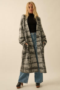 Square One Plaid Jacquard-Knit Duster Cardigan - ShopPromesa