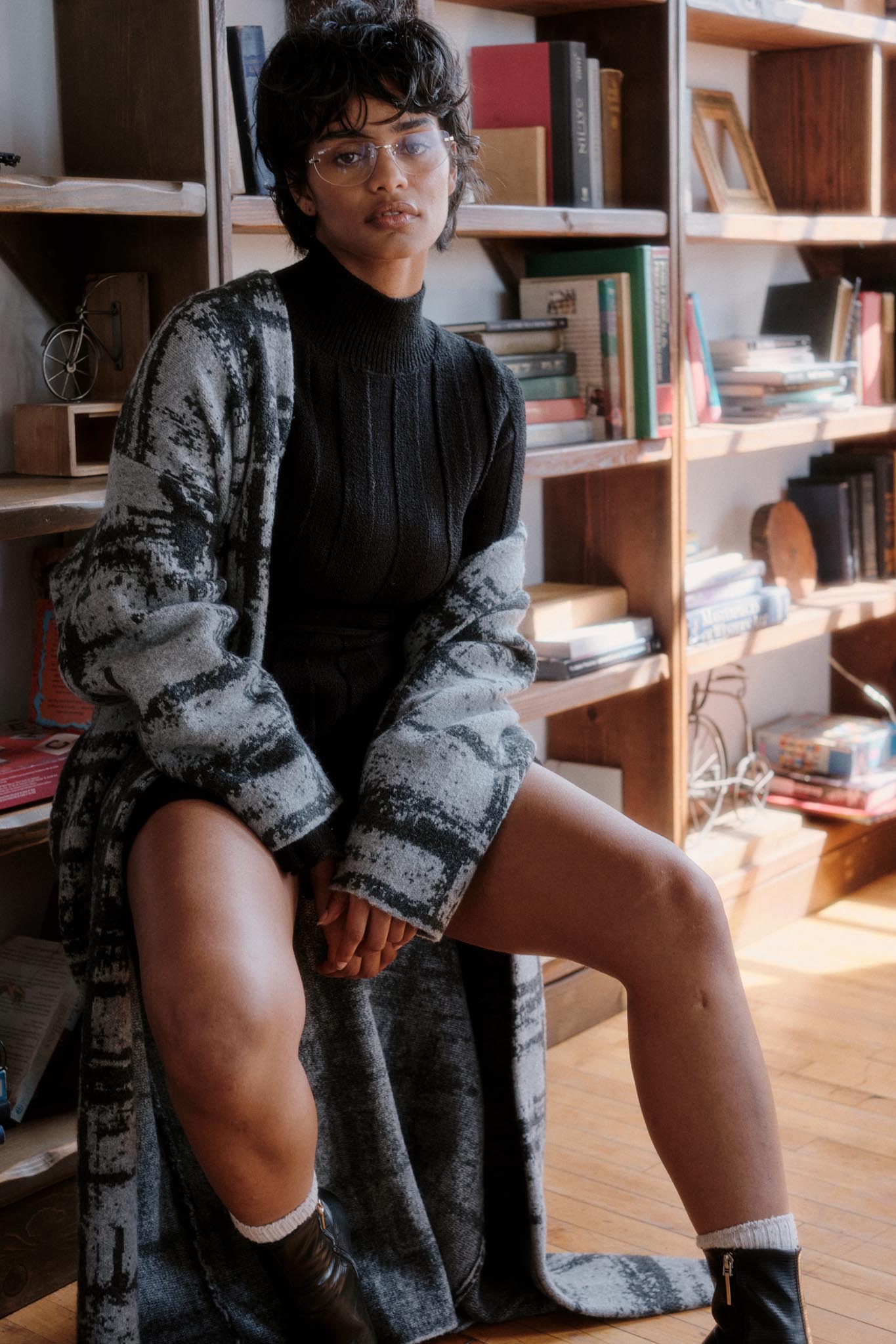 Square One Plaid Jacquard-Knit Duster Cardigan | ShopPromesa