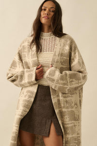 Square One Plaid Jacquard-Knit Duster Cardigan - ShopPromesa