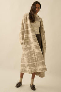 Square One Plaid Jacquard-Knit Duster Cardigan - ShopPromesa
