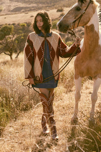 Cross Country Fuzzy-Knit Argyle Pocket Cardigan - ShopPromesa