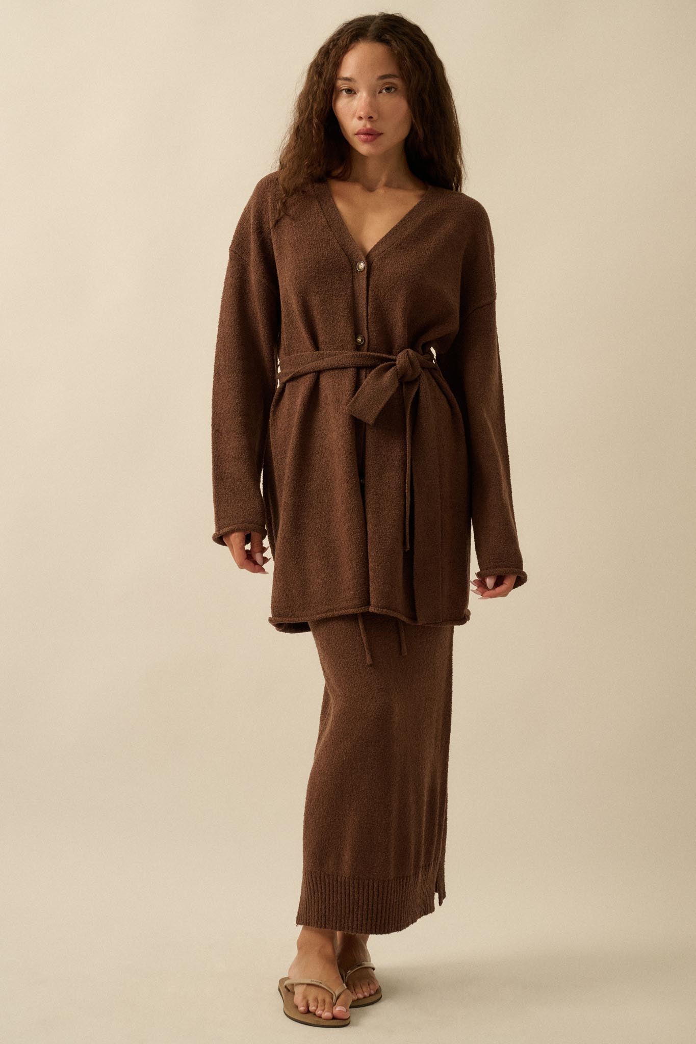 Promise the Label Belted Button-Front Cardigan - ShopPromesa